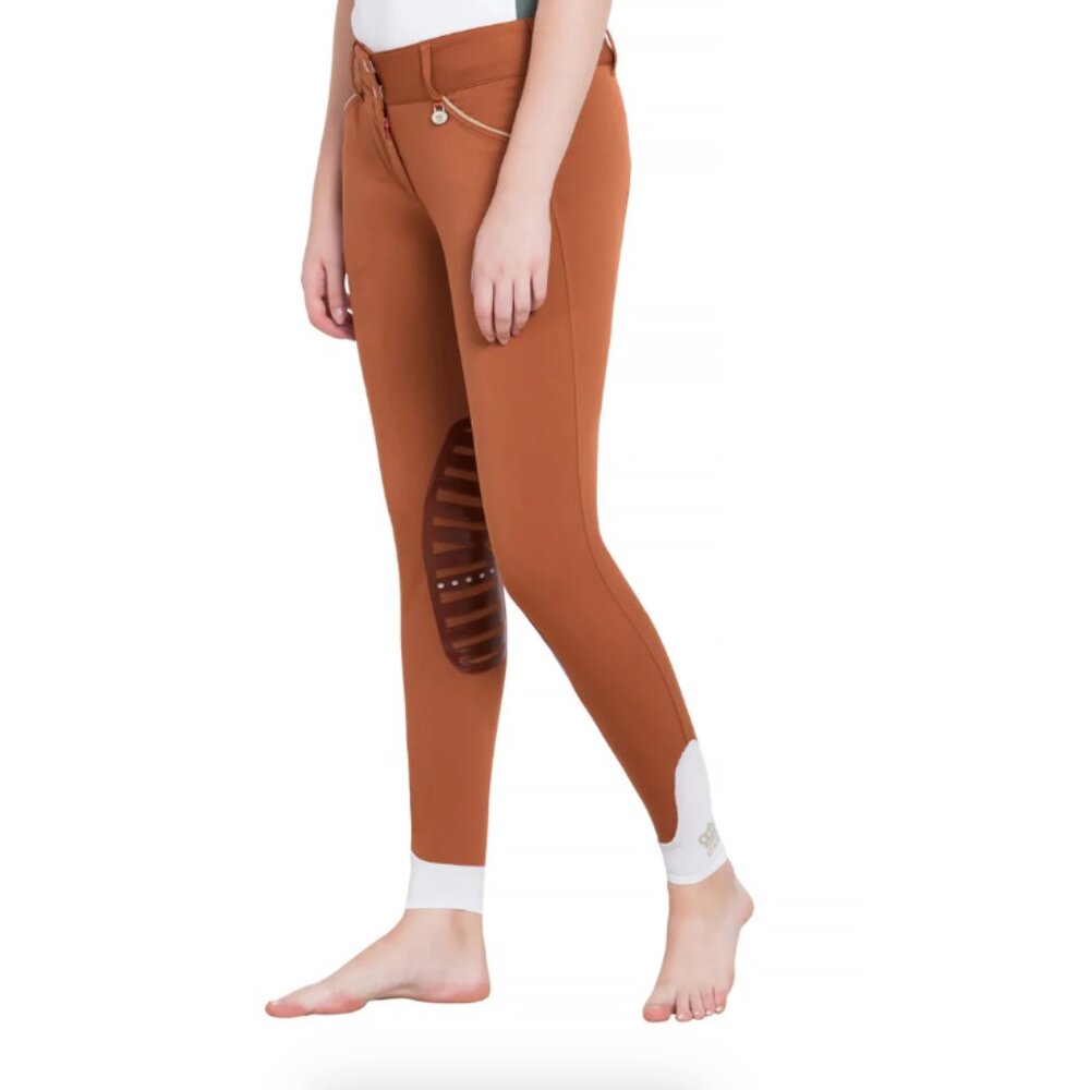 RUST George H Morris Ladies Add Back Silicone Knee Patch Breeches - Picture 4 of 6